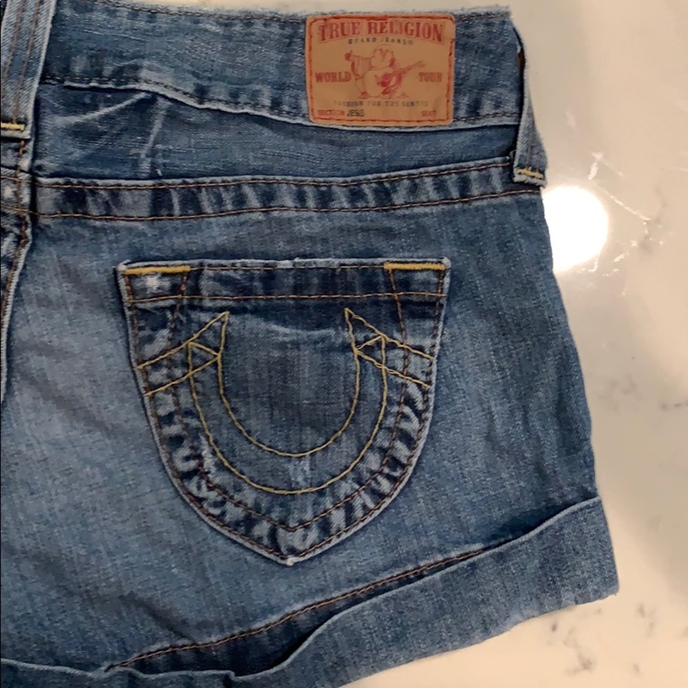 True Religion denim cuffed shorts